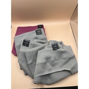 Torrid Curve Panty Lot Size 4 Gray Pink Thong Seamless Rib Spandex Polyester